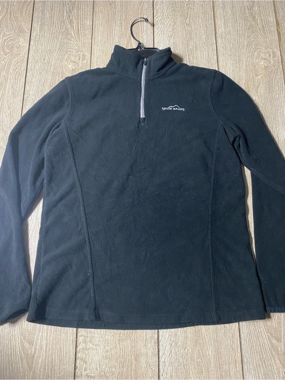 Eddie Bauer Women's XS Black Quest Fleece 1/4 Zip Pullover Jacket Sweater EUC
